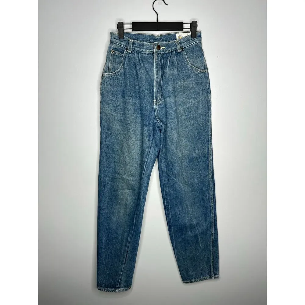 Le Soleil High‎ Rise Pleated Mom Jeans Women 9 Blue EUC Vintage 90s Tapered Leg